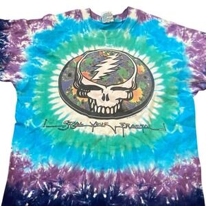Vintage 1993 Grateful Dead Steal Your Fractal Tie Dye Shirt Liquid Blue Large